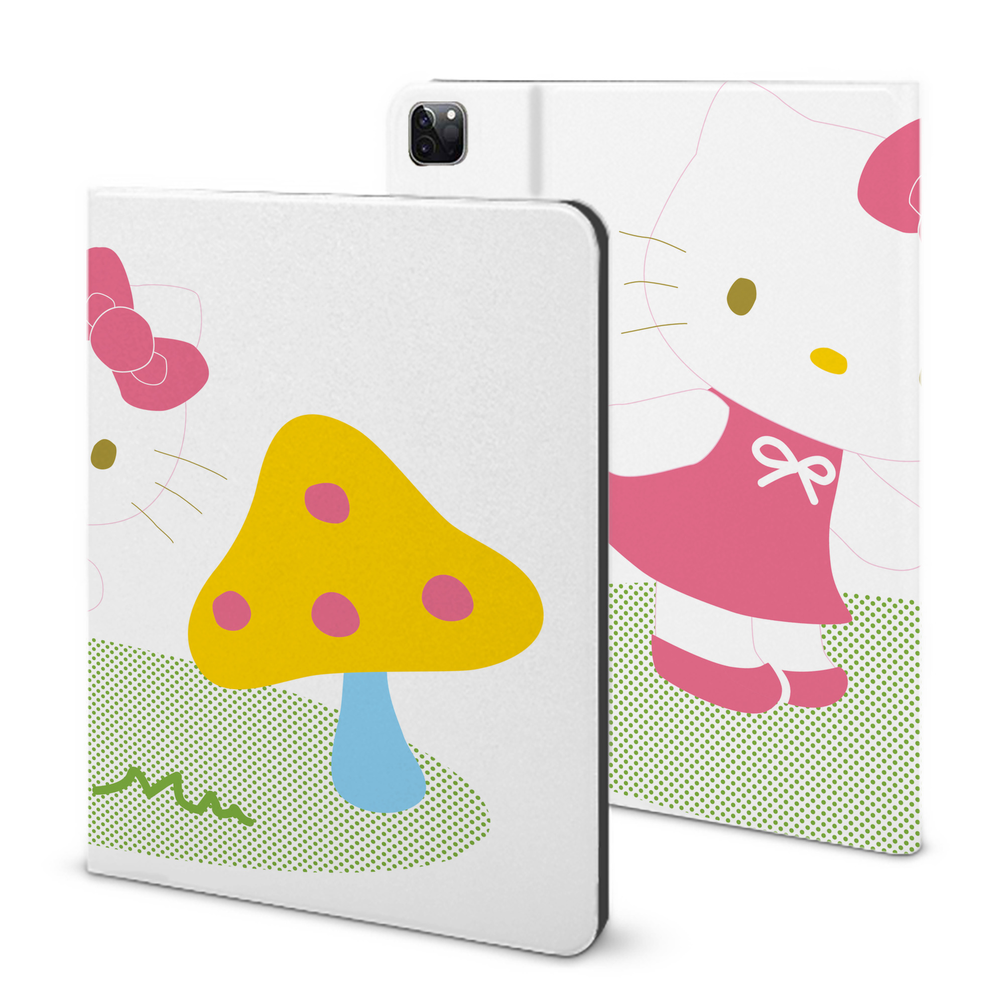 （画像用） Hello Kitty ハローキティ IPad ケース ブック型 PUレザー TPU 耐衝撃 軽量 薄型 ペン収納なし 全面保護 IPad 各モデル対応
